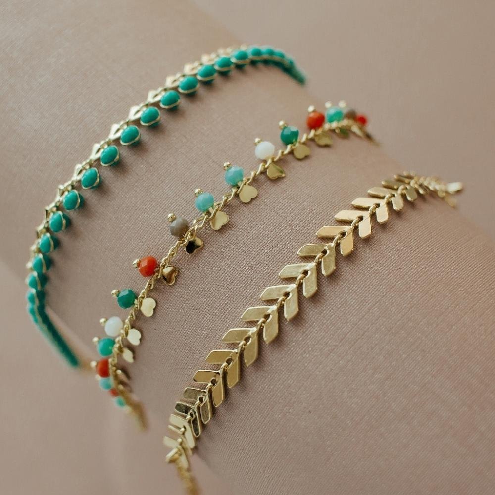 Pulseira Coloridinha com Coração Banhada a Ouro 18k Dourado 3