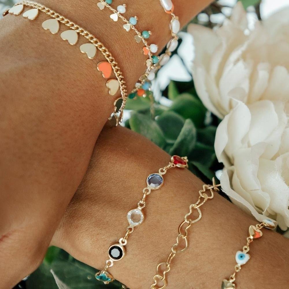 Pulseira com Zircônios Coloridas Banhada a Ouro 18k Dourado 3