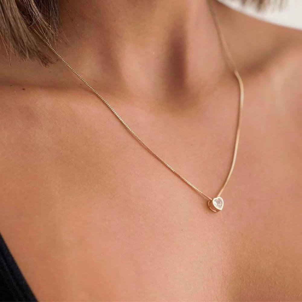 Colar Coração 6Mm Banhado A Ouro 18K Dourado 3
