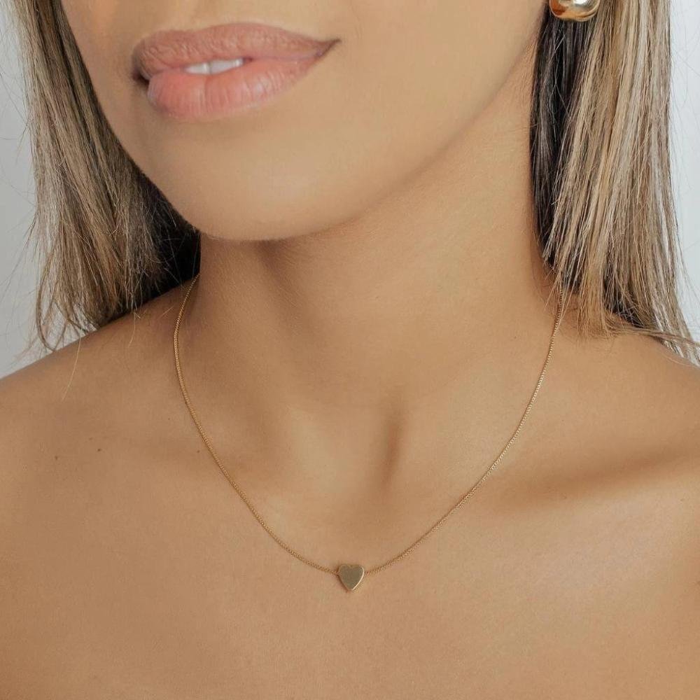 Colar Pingente Coraçãozinho Banhado A Ouro 18K Dourado 1