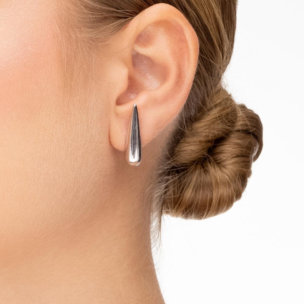 Brinco Ear Hook Gota Pequena Prata Banhado a Ródio Prata 2