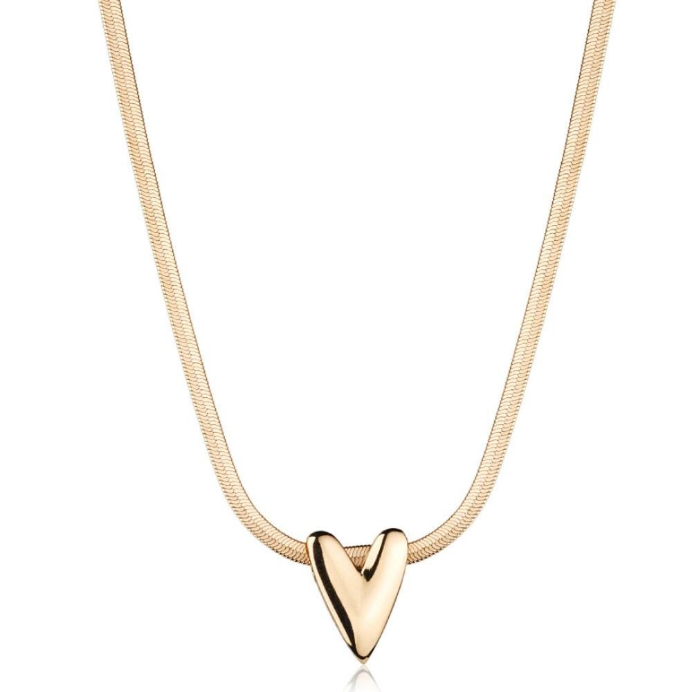 Colar Fita Sereno Com Coração Banhado a Ouro 18k