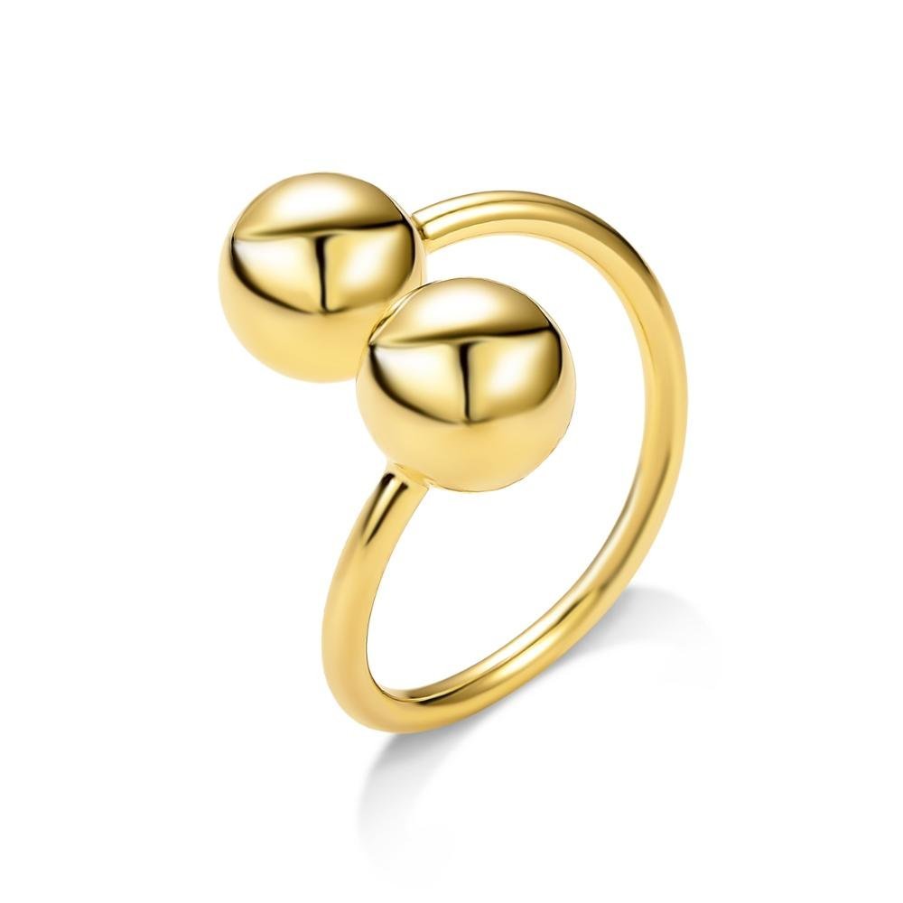 Anel Ajustável Bolinha Banhado A Ouro 18K Dourado 1