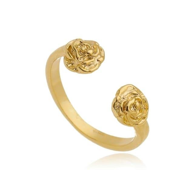Anel Ajustável Rosa Falange Banhado A Ouro 18K Dourado 1