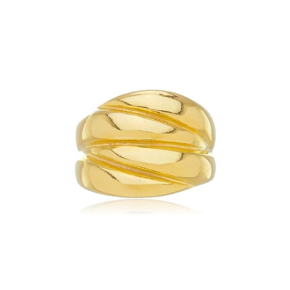 Anel Ajustável Gomos Banhado A Ouro 18K Dourado 2