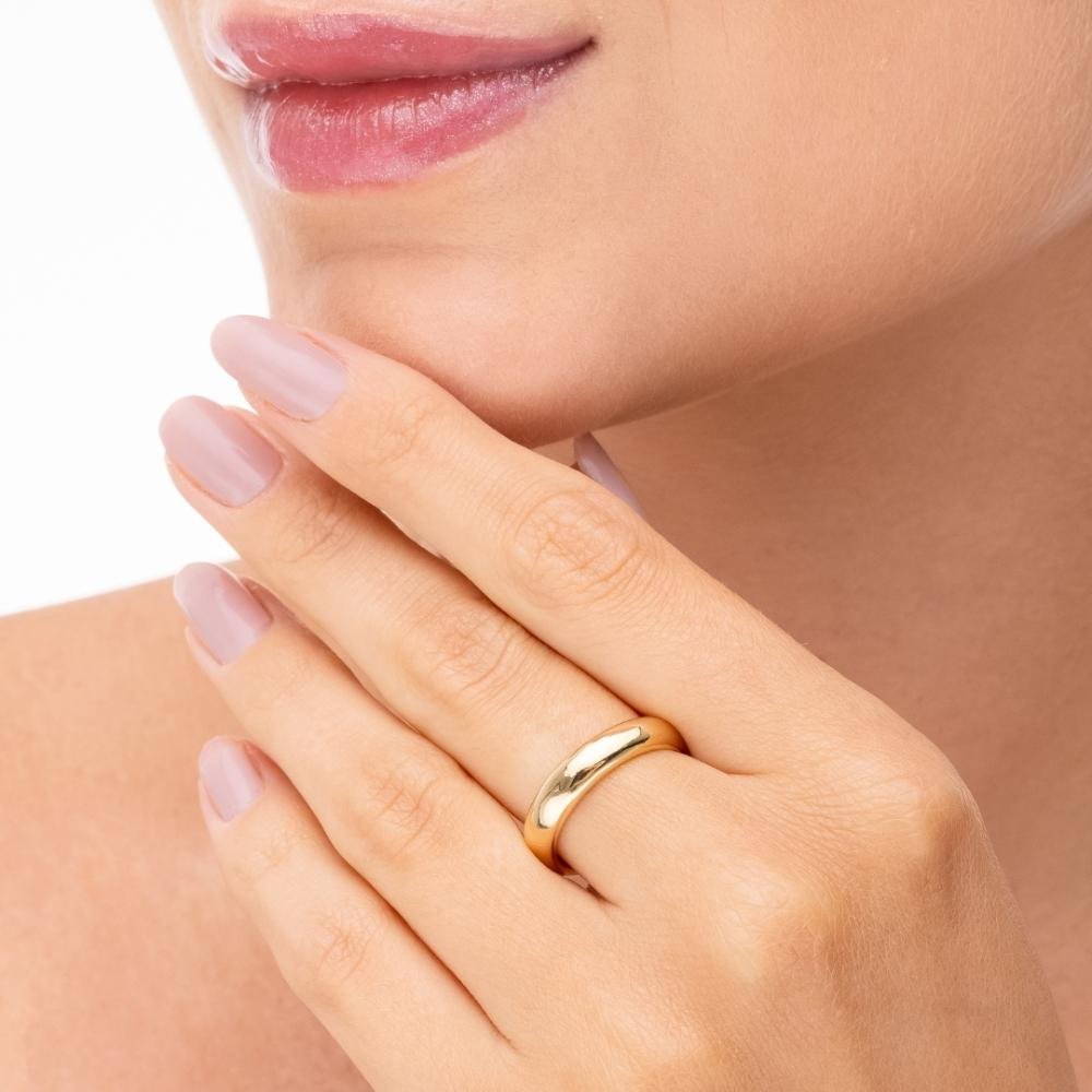 Anel Ajustável Clássico Liso 4mm Banhado a Ouro 18k Dourado 2