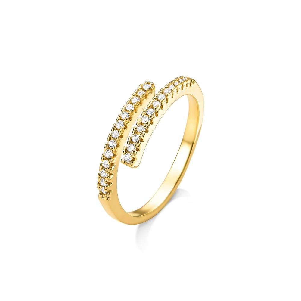 Anel Ajustável Fio Cravejado Banhado a Ouro 18k