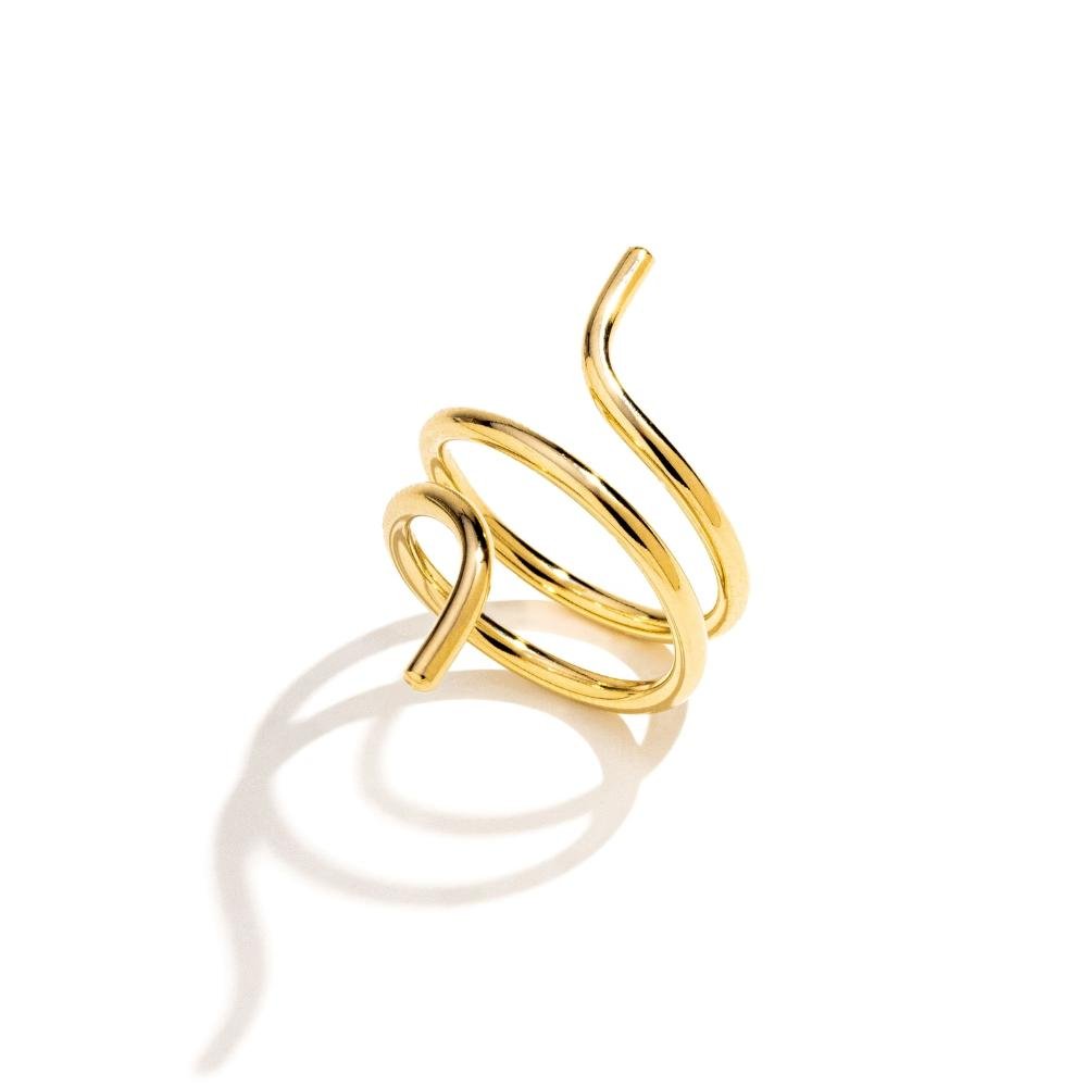 Anel Ajustável Fio Espiral Banhado a Ouro 18k Dourado 1