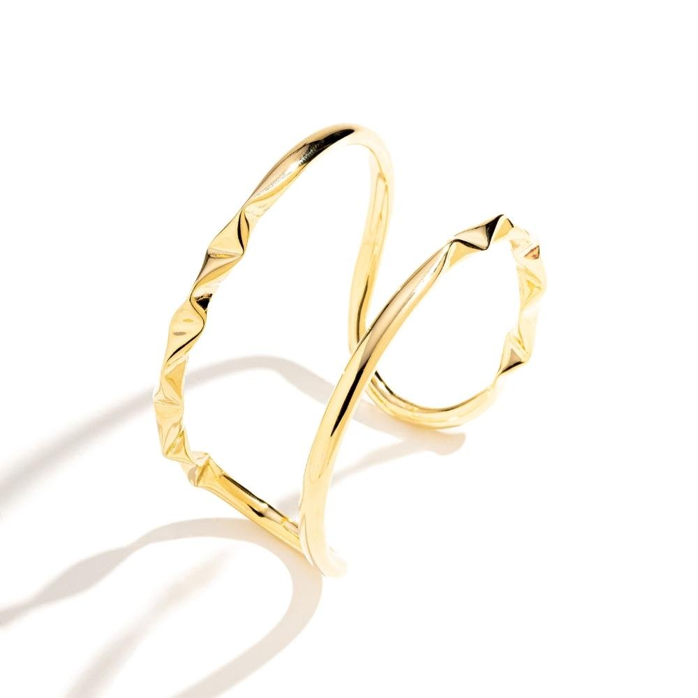 Bracelete Ajustável Com Detalhe Amassado Banhado a Ouro 18k