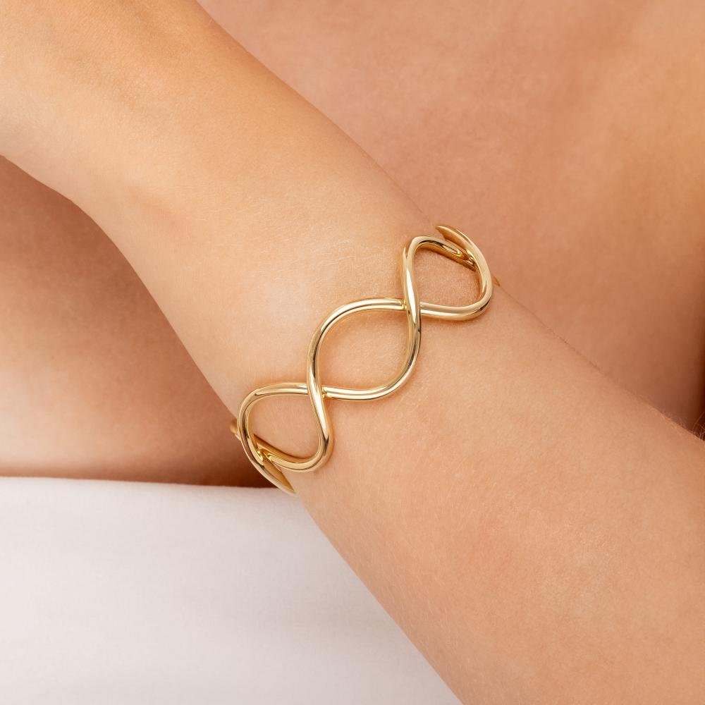 Bracelete Ajustável Tubo Trançado Banhado a Ouro 18k Dourado 2