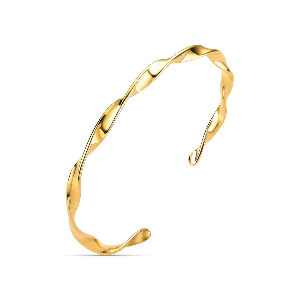 Bracelete Ajustável Tubo Torcido 3mm Banhado a Ouro 18k Dourado 1