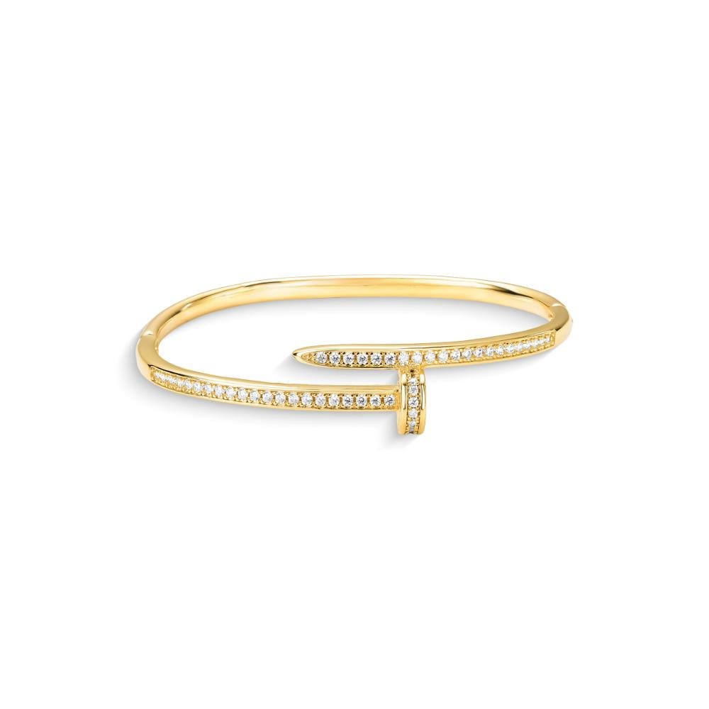 Bracelete De Prego Cravejado Com Zircônia Banhado a Ouro 18k Dourado 1