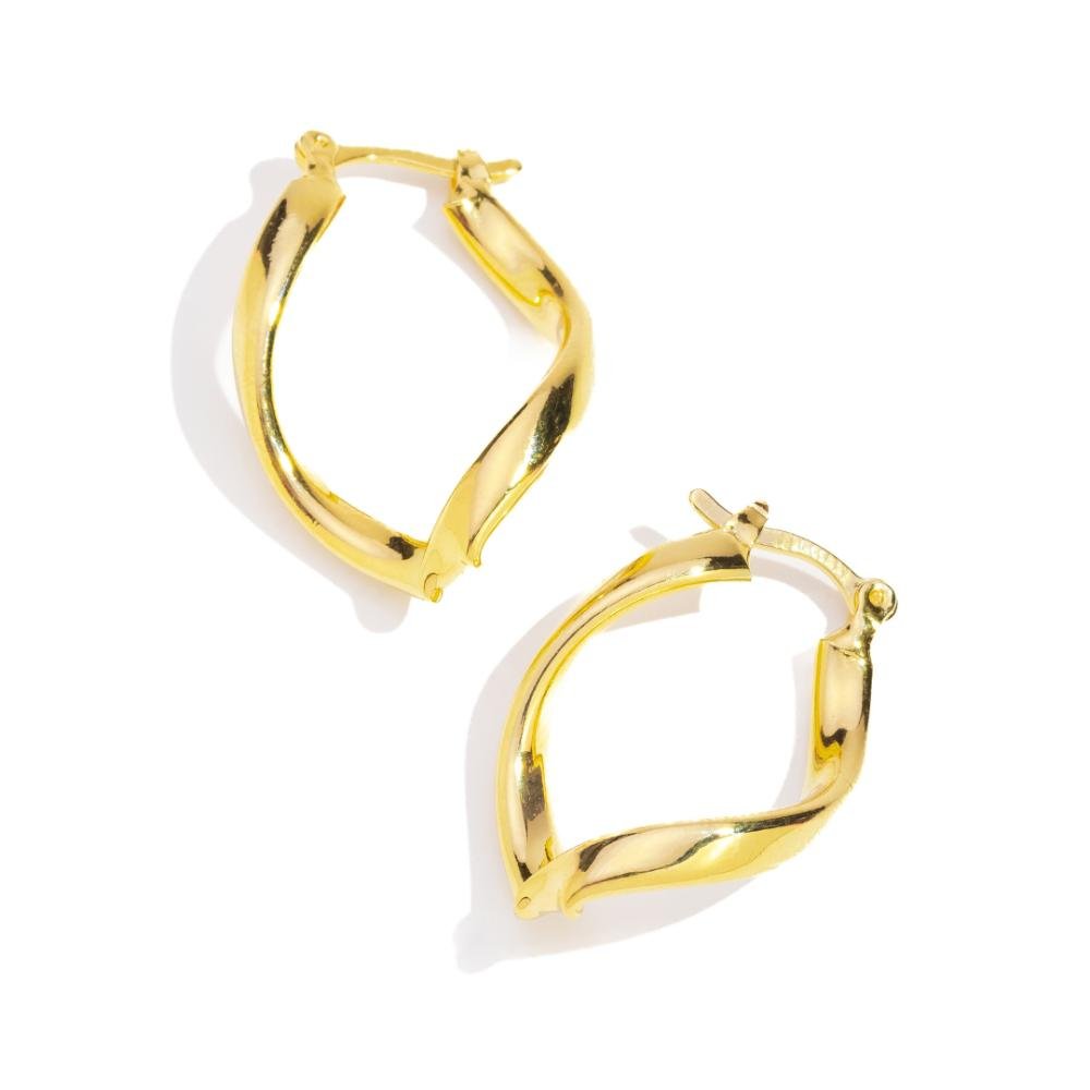 Brinco Argola Tubo Amassado Banhado a Ouro 18k Dourado 2