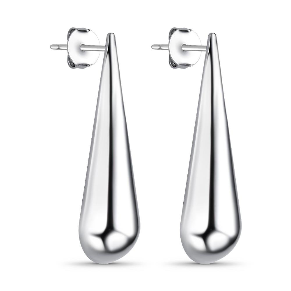 Brinco Gota Alongado Prata Banhado a Ródio