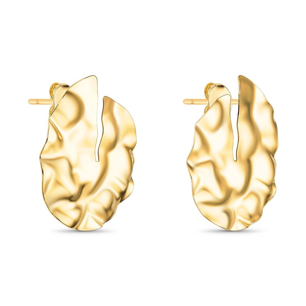 Brinco Luxo Orgânico Amassado Banhado a Ouro 18k