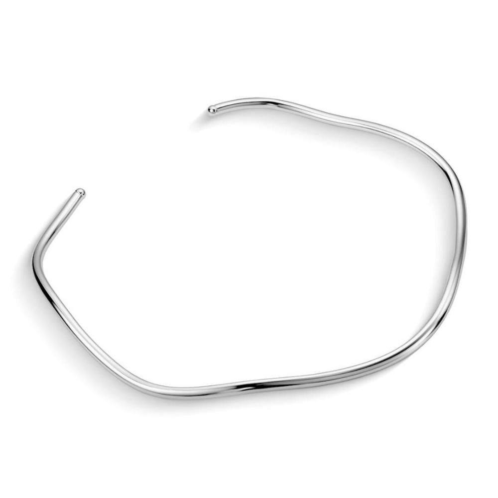 Choker Aro Ajustável 4mm Ondulado Prata Banhado a Ródio Prata 1