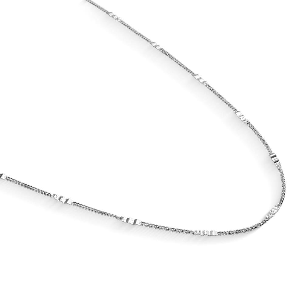 Choker 35cm Plaquinha Diamantada Prata Banhado a Ródio Prata 1