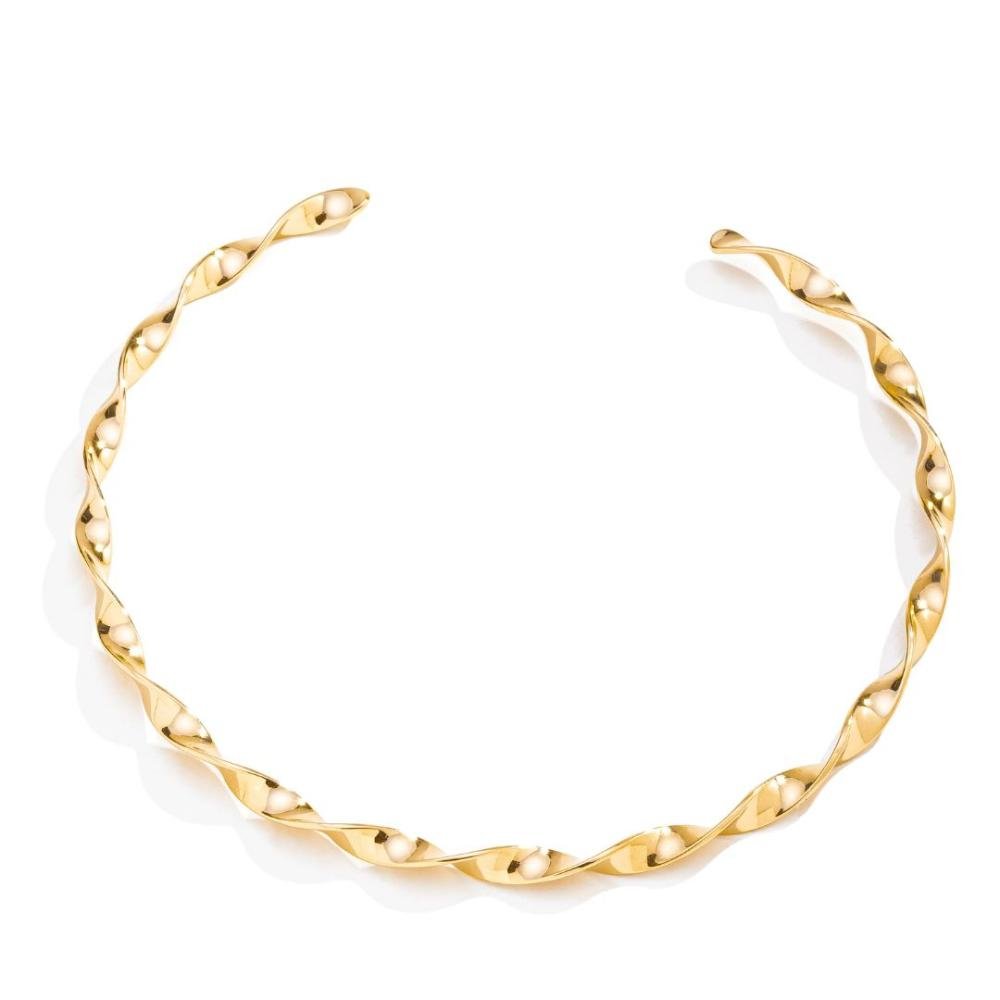 Choker Chapa Torcida 5mm Banhado a Ouro 18k Dourado 1