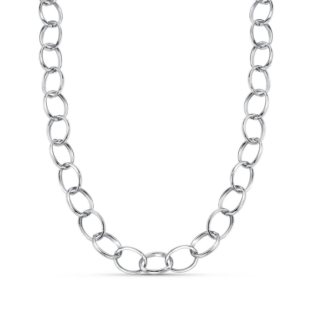 Choker Elos Oval Clássico Prata Banhado a Ródio Prata 2