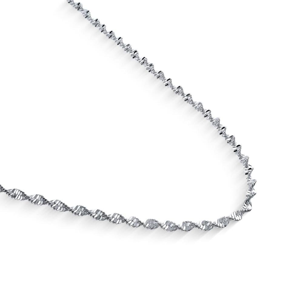 Colar Fita Lisa Torcida Prata Banhado a Ródio Prata 1