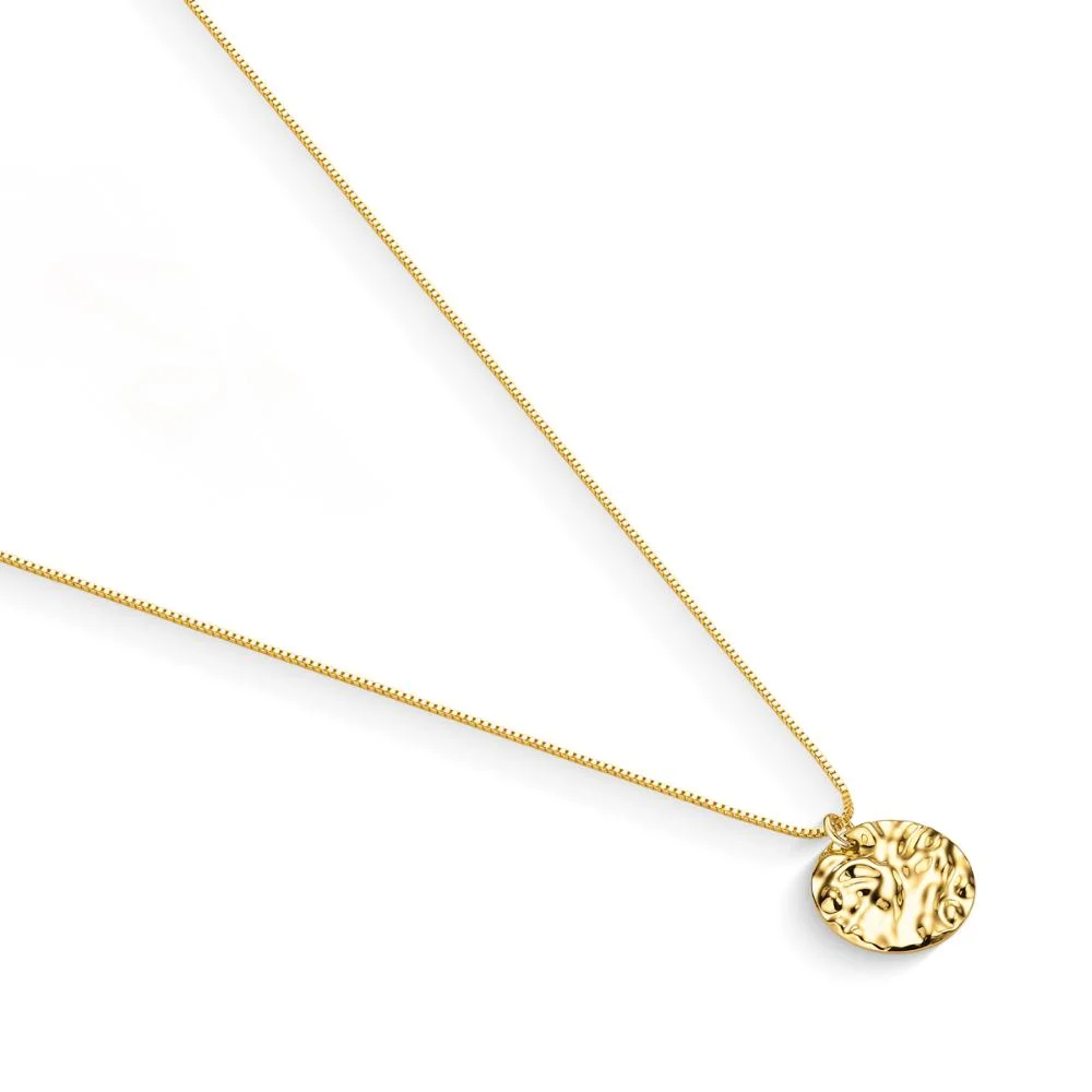 Colar Pingente Chapa Redonda Orgânica Banhado a Ouro 18k