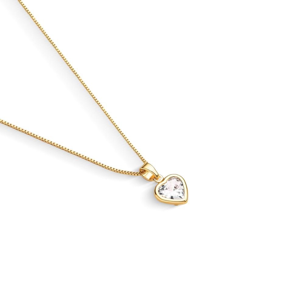 Colar Pingente Coração Ponto De Luz Banhado a Ouro 18k Dourado 1