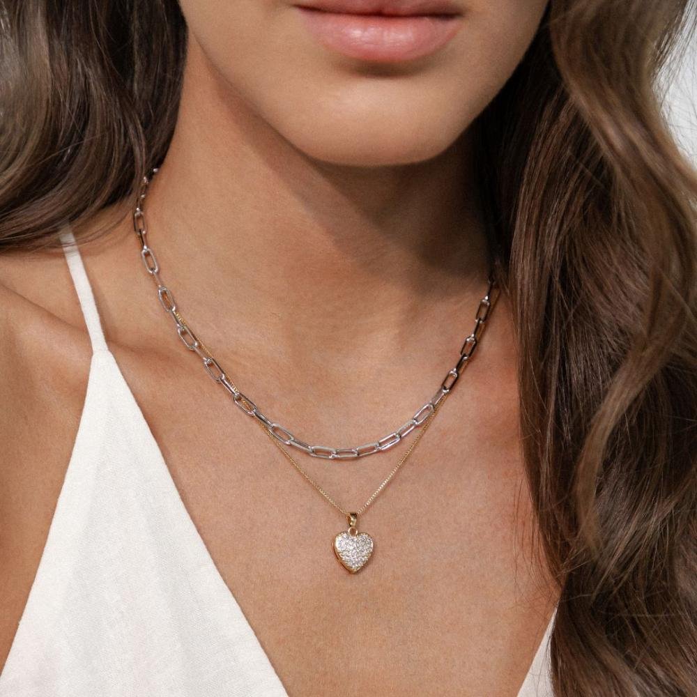 Conjunto Brinco Coração Banhado a Ouro 18k Dourado 4