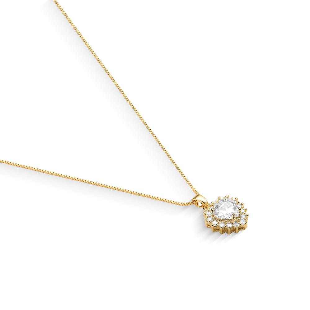 Conjunto Ponto De Luz Zircônia Coração Banhado a Ouro 18k Dourado 2