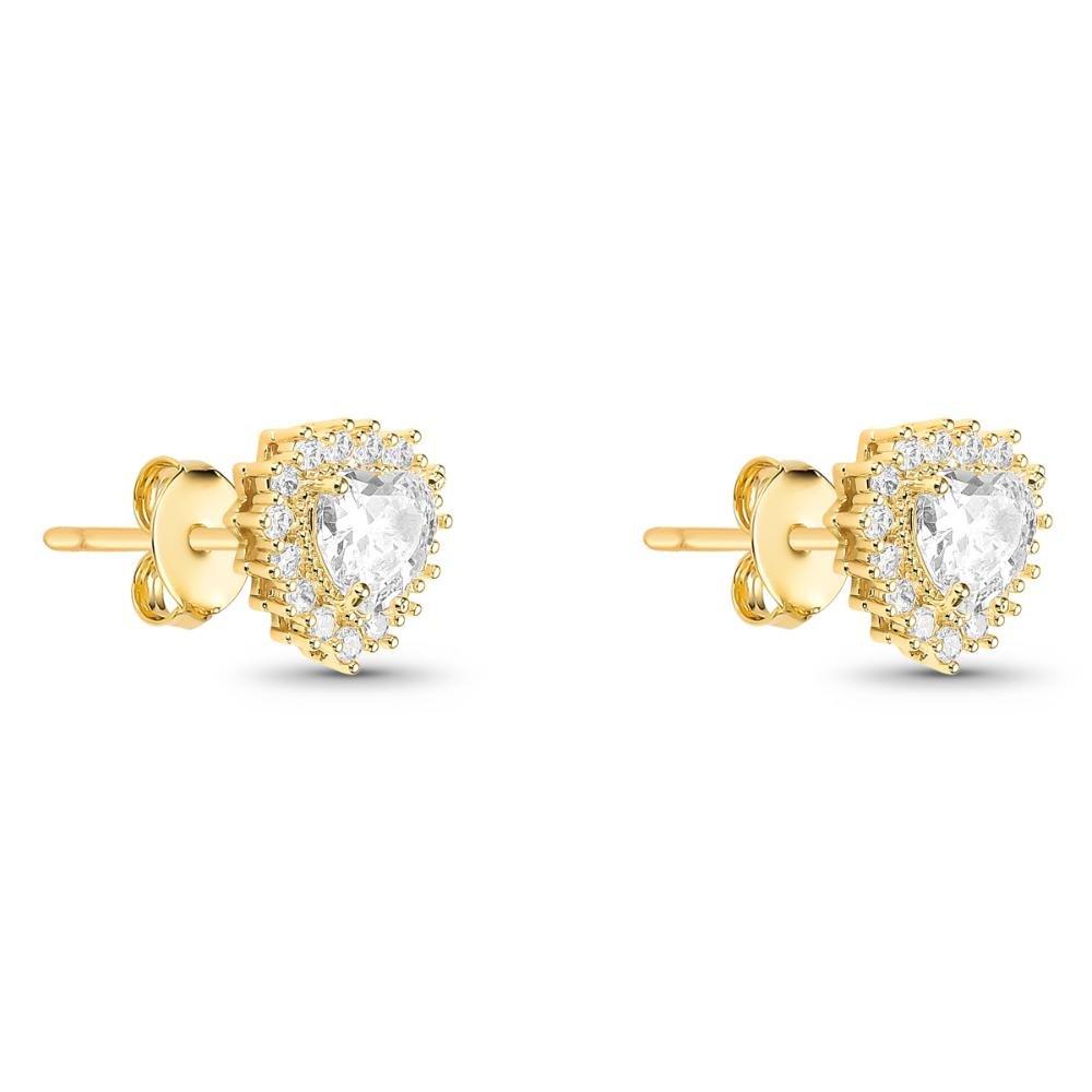 Conjunto Ponto De Luz Zircônia Coração Banhado a Ouro 18k Dourado 3
