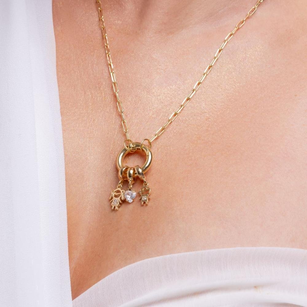 Pingente Berloque Menino Cravejado Banhado a Ouro 18k Dourado 2