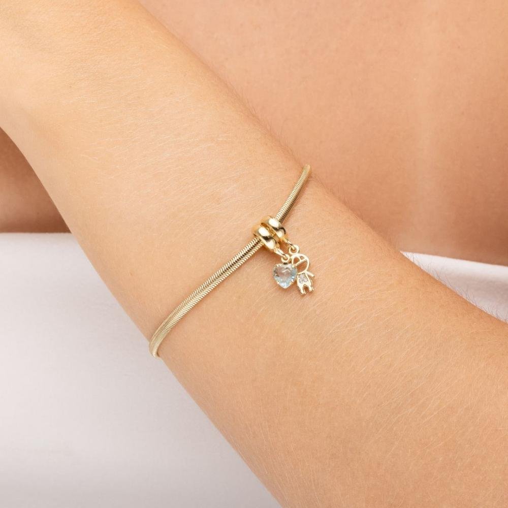 Pulseira Berloque Com Menino Cravejado Banhado a Ouro 18k Dourado 3