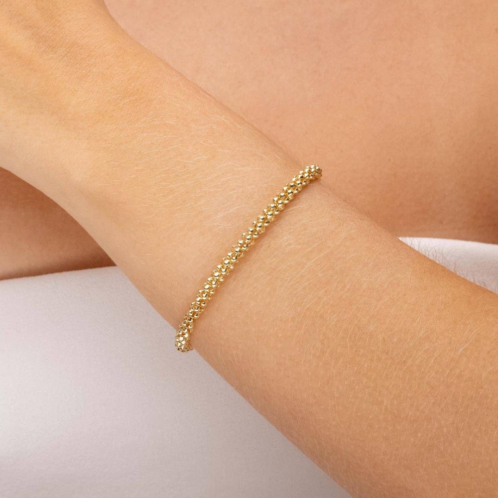 Pulseira Corrente Pipoca Fina Banhado a Ouro 18k Dourado 2