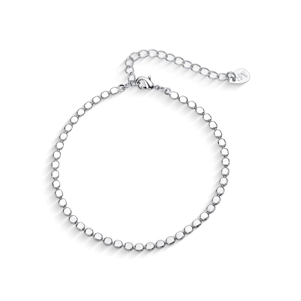 Pulseira Bolinha Amassada Prata Banhado a Ródio