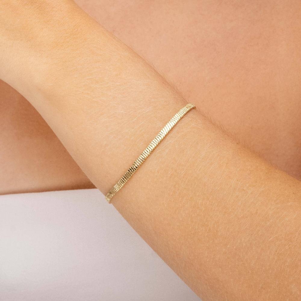 Pulseira Corrente Esteira Diamantada Banhado a Ouro 18k Dourado 2