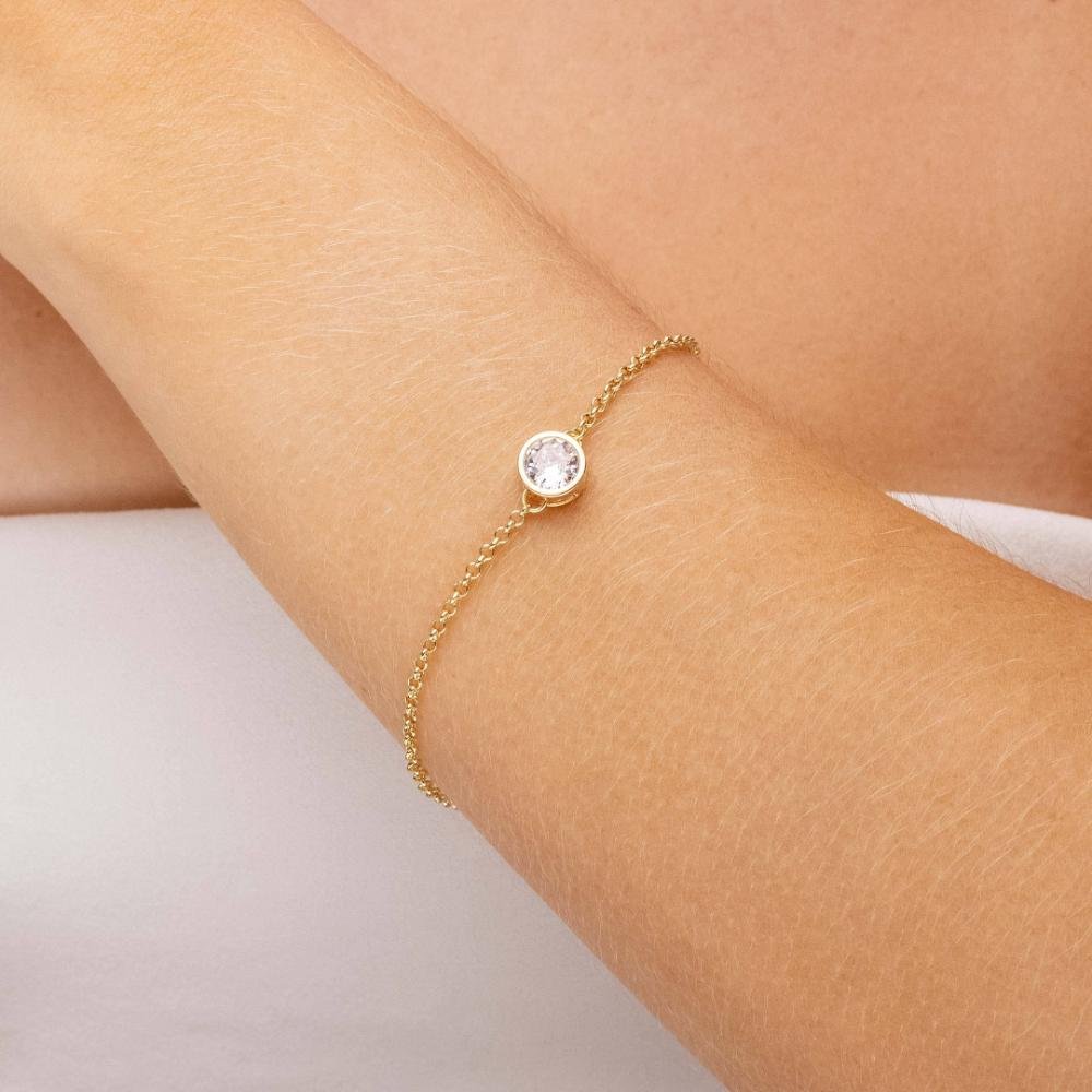 Pulseira Elo Português Com Ponto De Luz Banhado a Ouro 18k Dourado 2