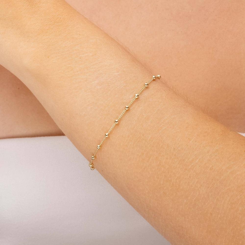 Pulseira Grumet Com Esfera Pequena Banhado a Ouro 18k Dourado 2