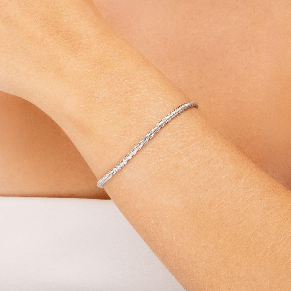 Pulseira Malha Fina Prata Banhado a Ródio Prata 2