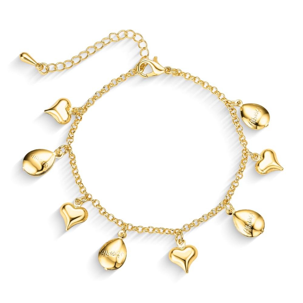 Pulseira Pingente Gota E Coração Banhado a Ouro 18k