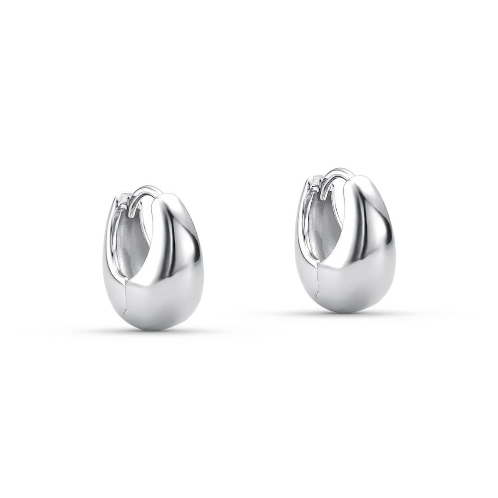 Trio Brincos Argola Articulada Lisa Prata Banhado a Ródio