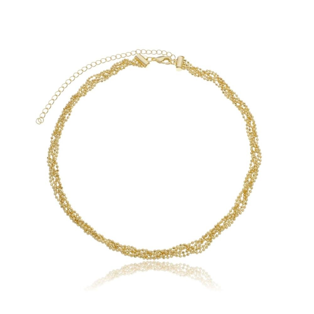 Choker Bolinhas Diamantadas Banhado a Ouro 18k Dourado 2