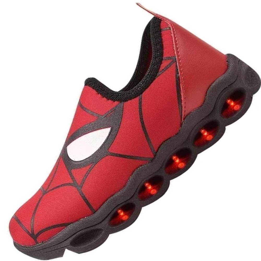 Tenis Infantil Grugui Teia Do Aranha Luz Led Masculino Vermelho 2
