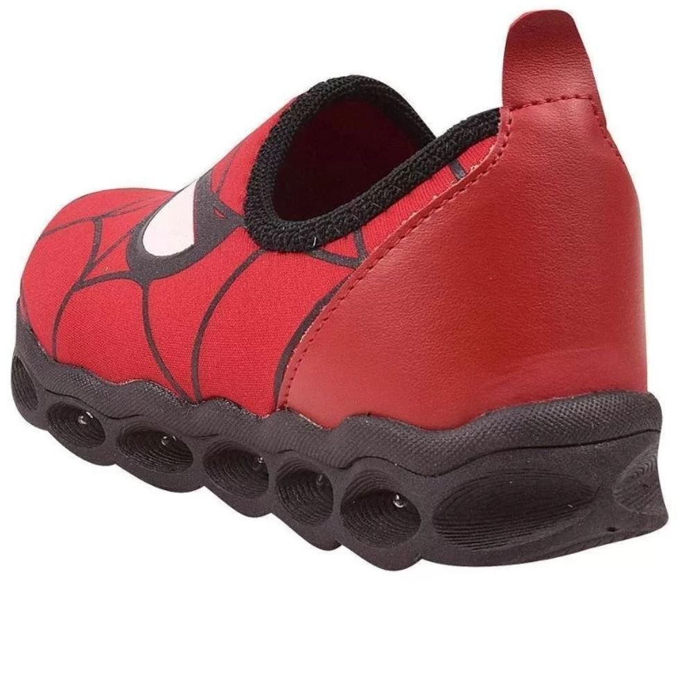 Tenis Infantil Grugui Teia Do Aranha Luz Led Masculino Vermelho 5