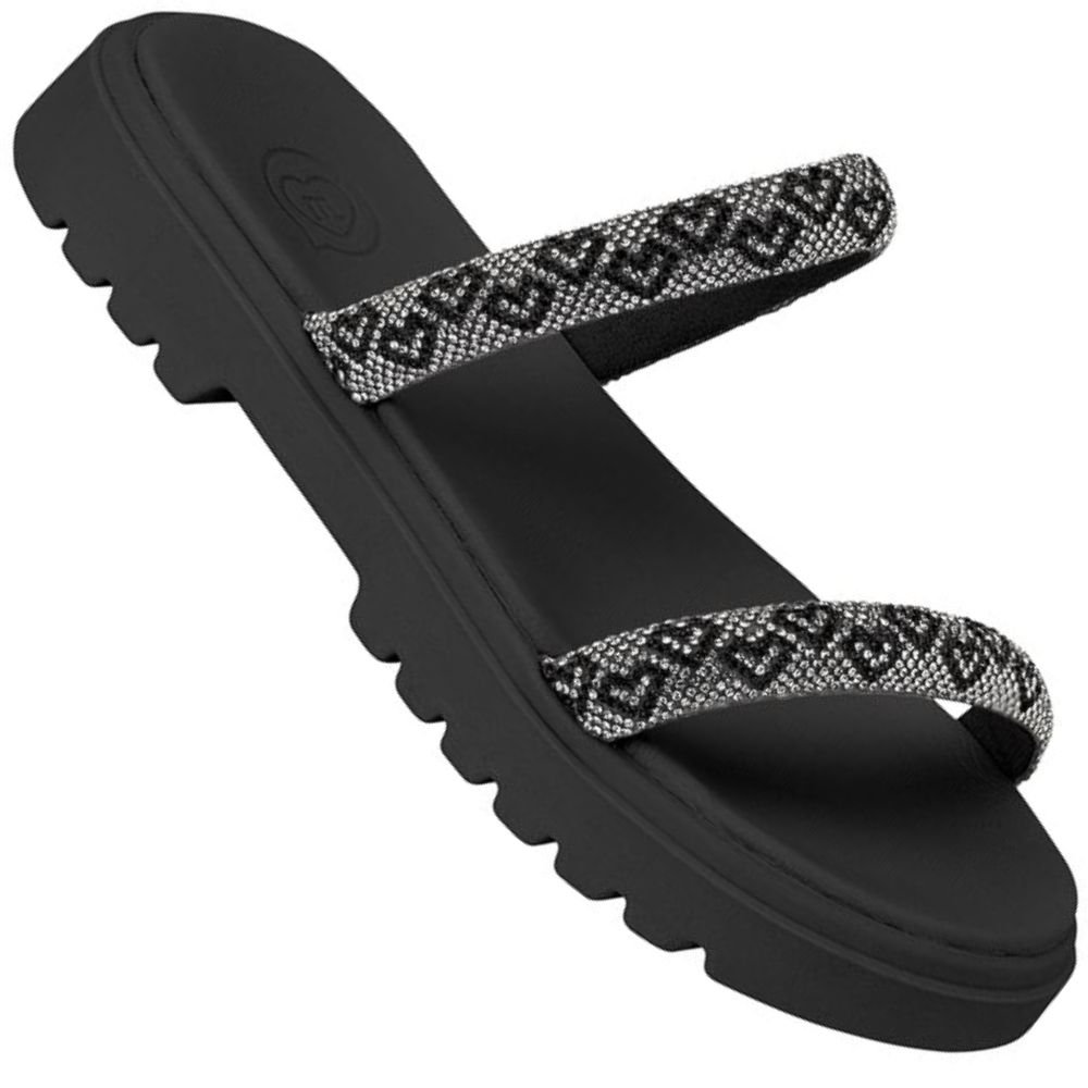 Chinelo Papete Infantil Molekinha 2344.127 Meninas Preto/Estampa 1