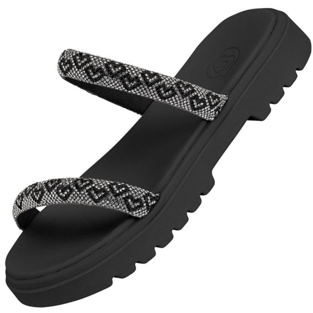 Chinelo Papete Infantil Molekinha 2344.127 Meninas Preto/Estampa 2