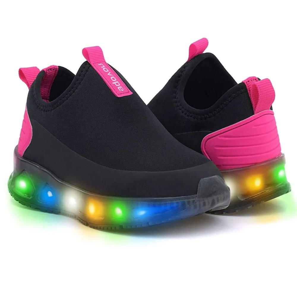 Tenis Infantil Novope 30001290 Com Led Meninas Preto 2