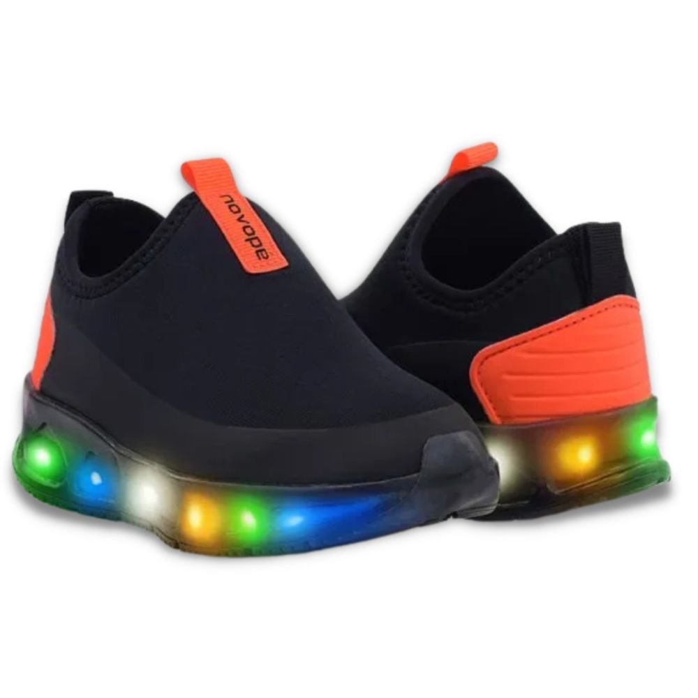 Tenis Infantil Novope 30001290 Com Led Meninos Preto 2