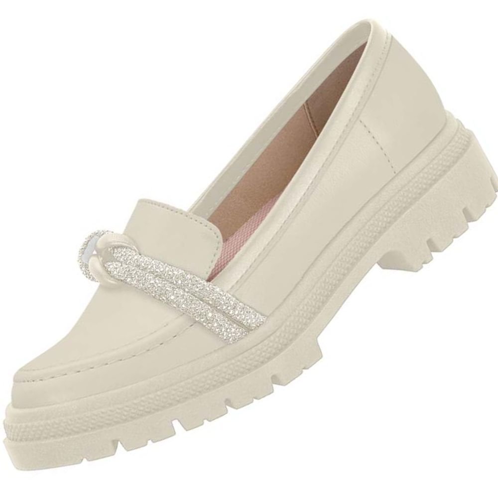 Sapato Mocassim Loafer Moleca 5775.107 Feminino Branco 2