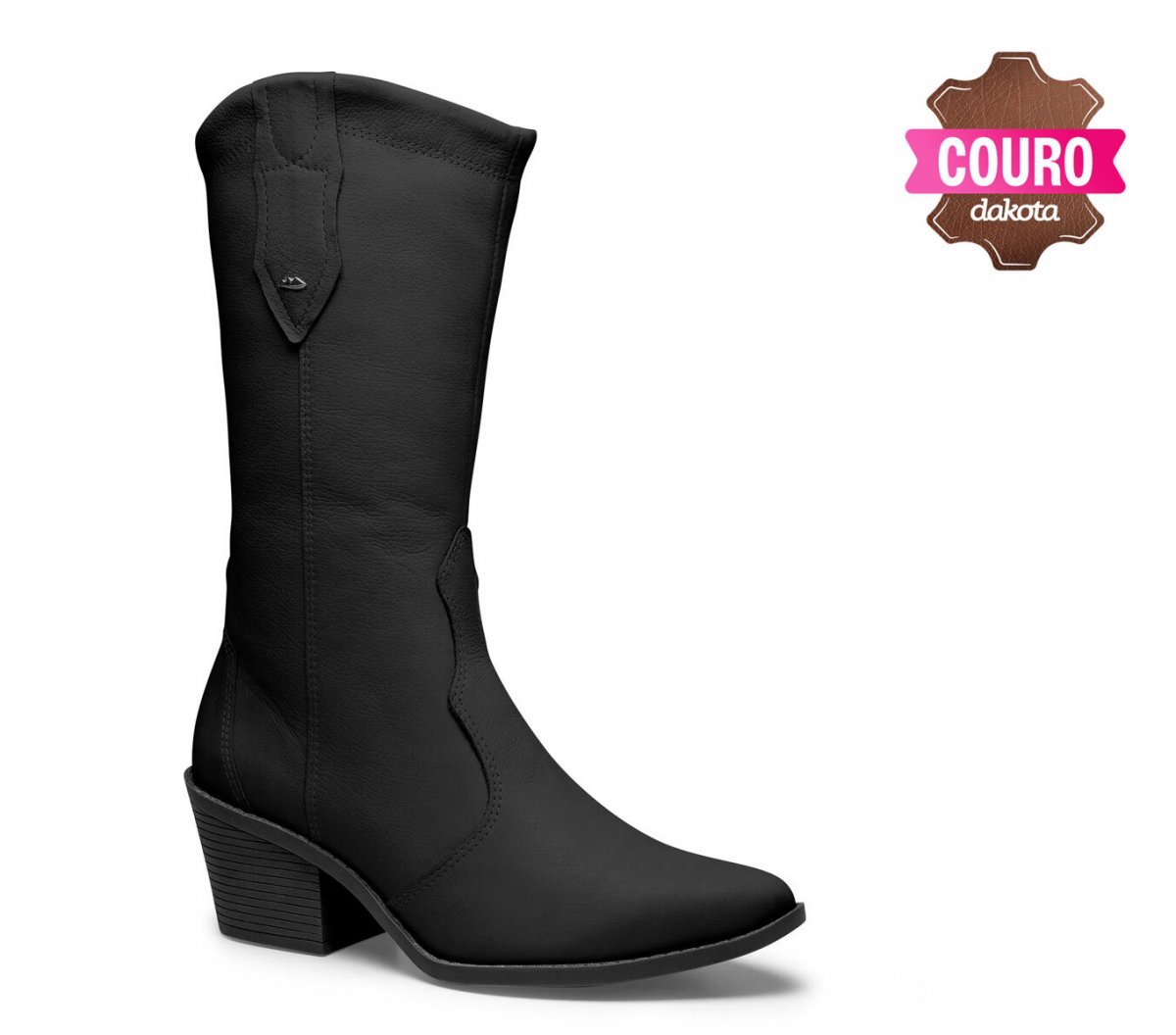 Bota Cano Médio Country de Couro Dakota G6022 Feminina Preto 1