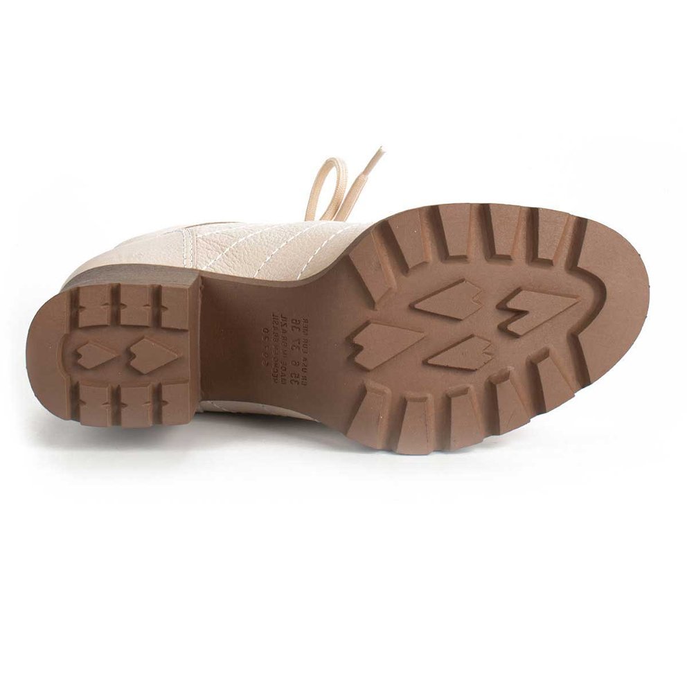 Bota Coturno Salto Bloco Em Couro Dakota G4564 Feminino Bege 7