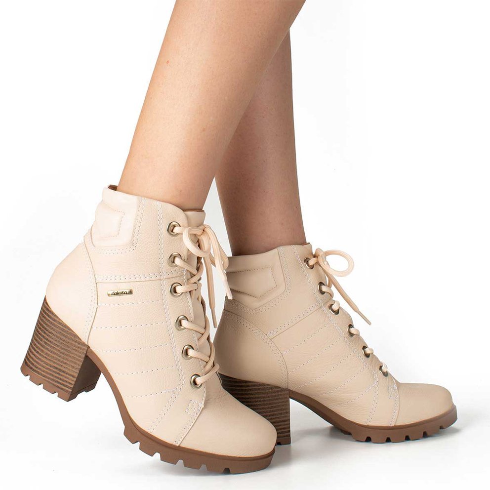 Bota Coturno Feminina Dakota Salto Bloco Bota Couro Dakota Bota